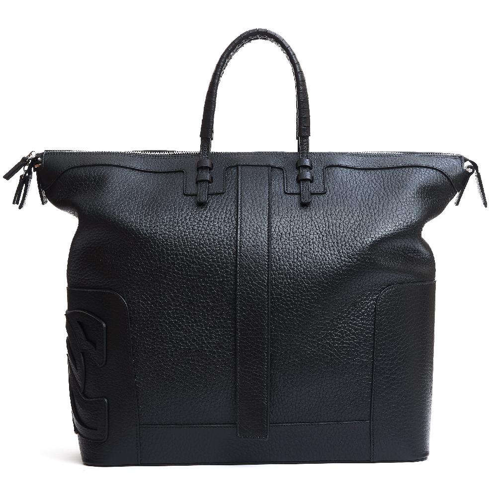 Sorelle Perego borsa doppio manico in pelle martellata nera