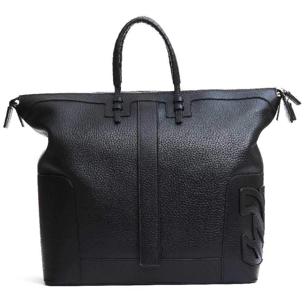 Sorelle Perego borsa doppio manico in pelle martellata nera Spedizione Gratuita