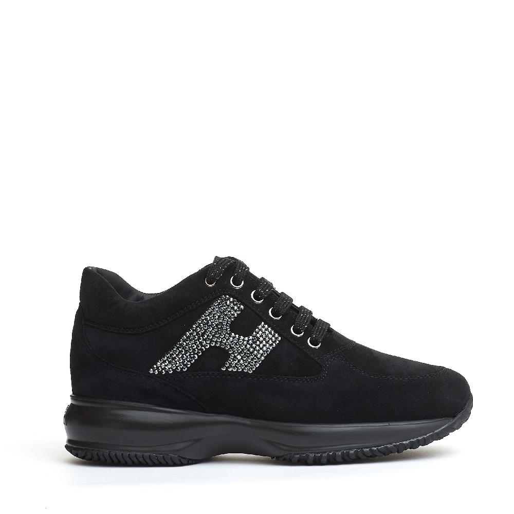Sorelle Perego interactive camoscio nero e strass