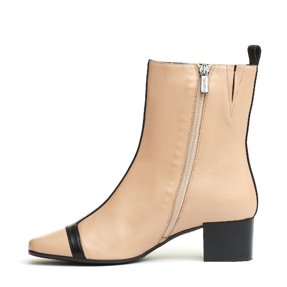 Sorelle Perego stivaletto pelle beige e nero tacco 40 mm Economico