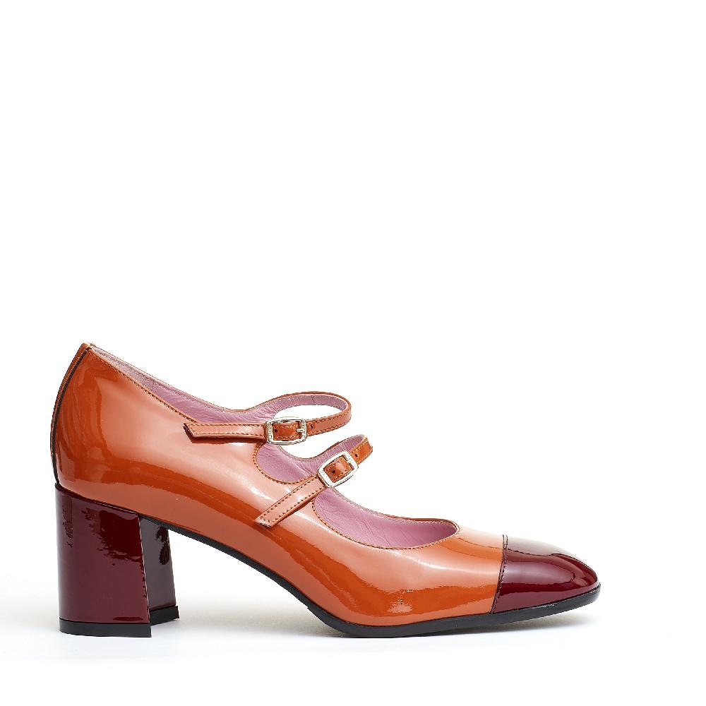 Sorelle Perego pump cinurine camel e bordeaux In Vendita