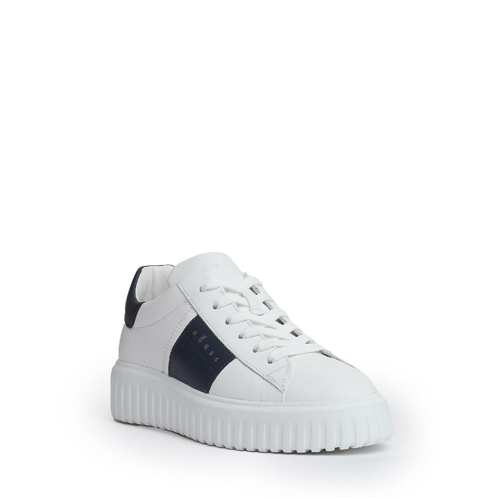 Sorelle Perego h stripe pelle bianco slash blu Outlet
