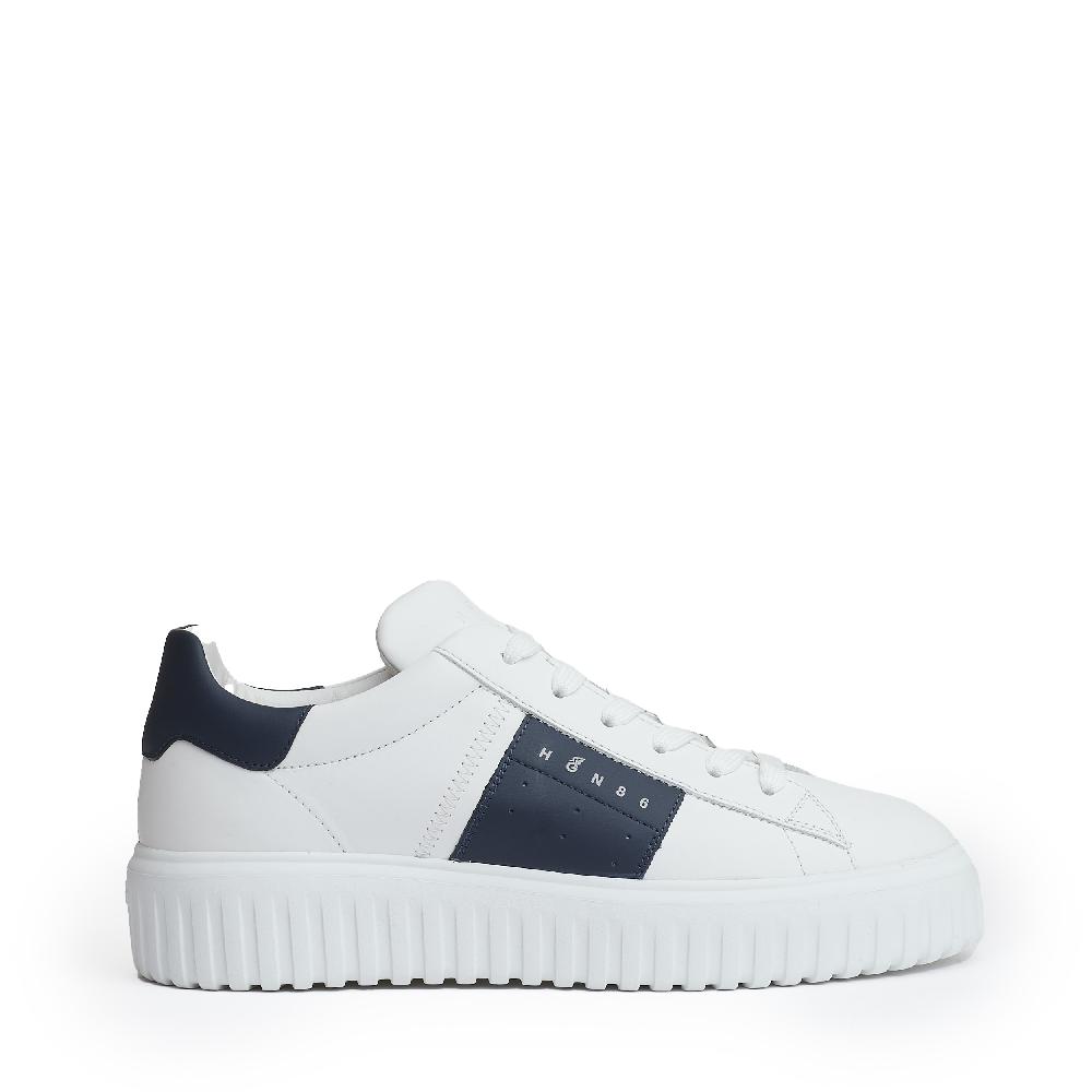 Sorelle Perego h stripe pelle bianco slash blu Outlet
