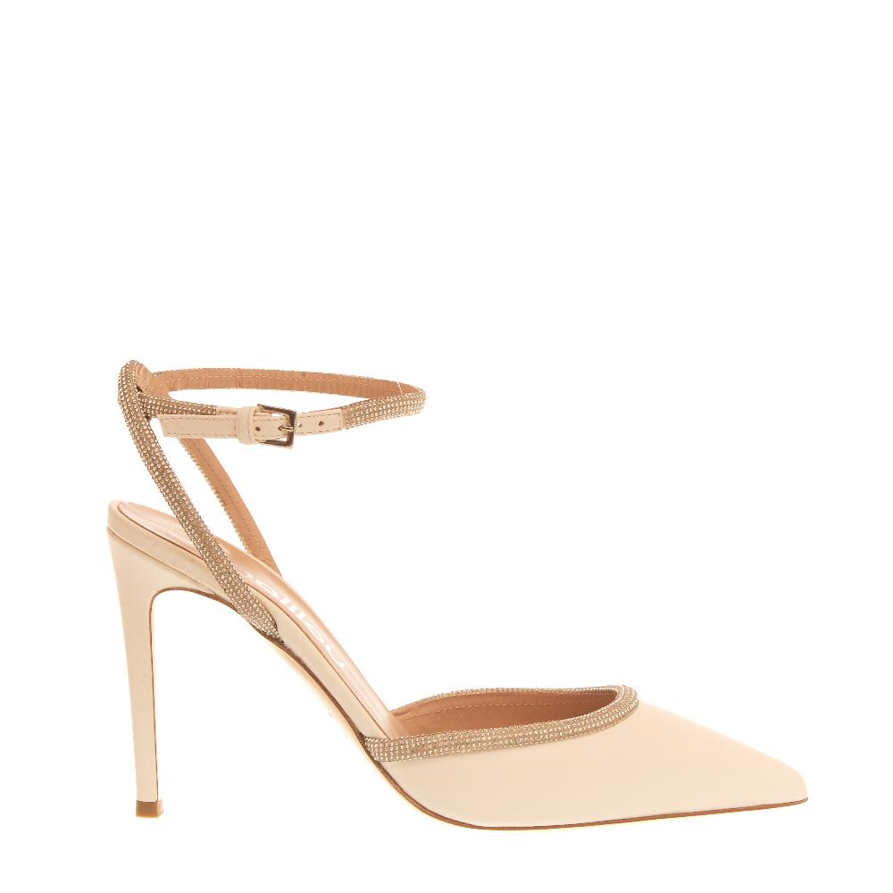 Sorelle Perego slingback nappa avorio strass tacco 90 mm In Linea