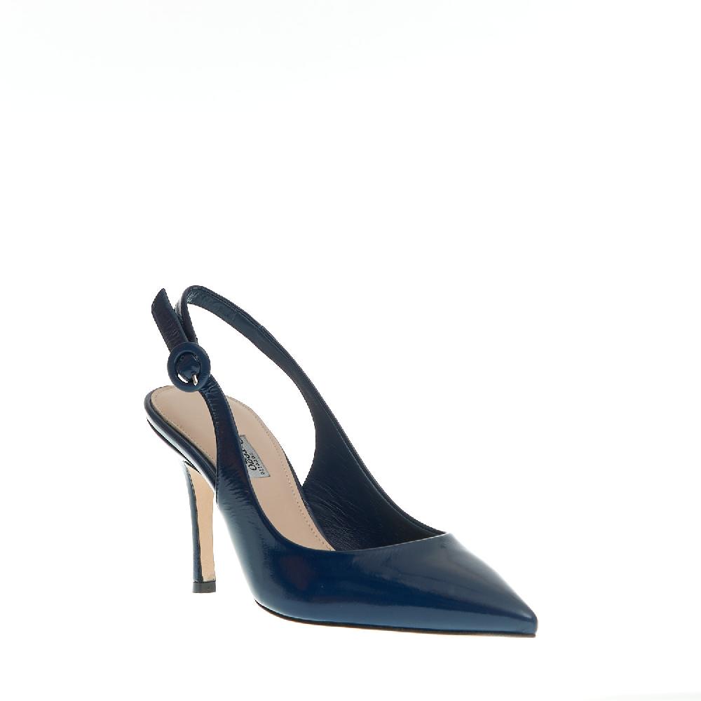 Sorelle Perego slingback vernice blu tacco 85 mm Negozi Online