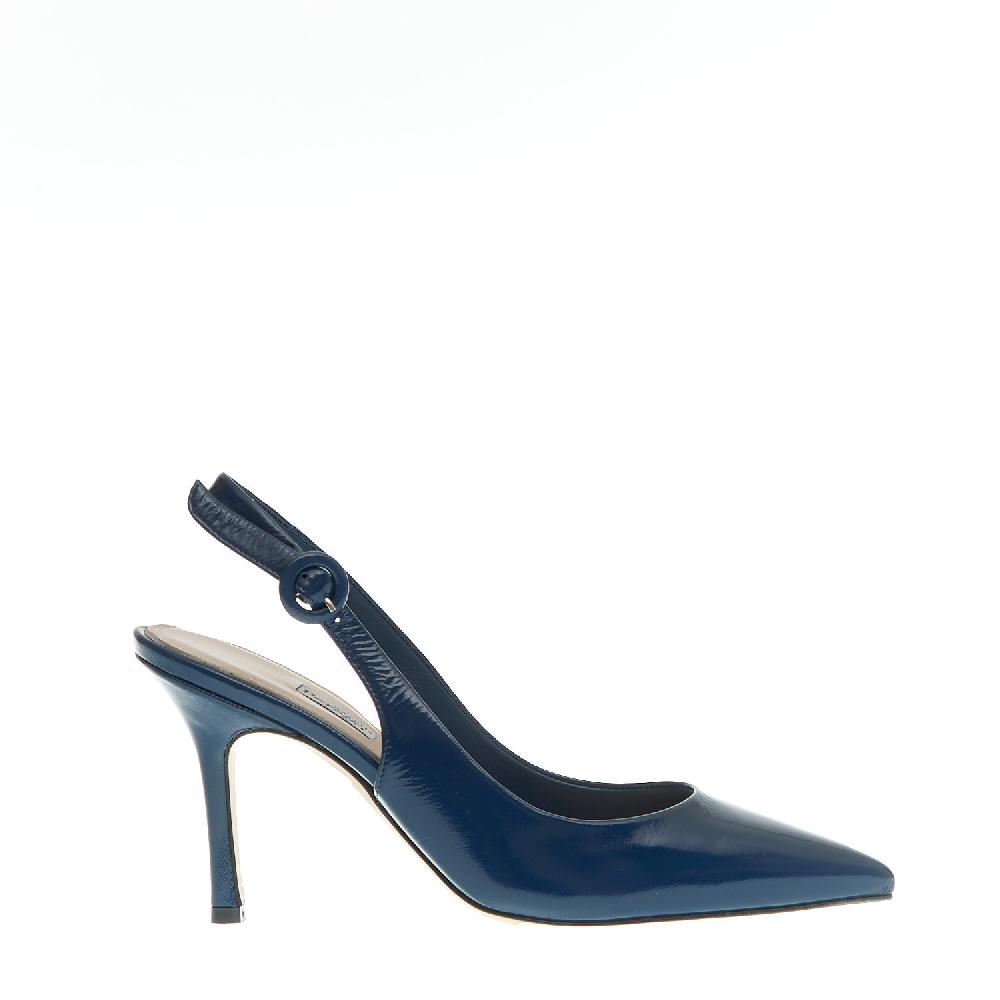 Sorelle Perego slingback vernice blu tacco 85 mm Negozi Online