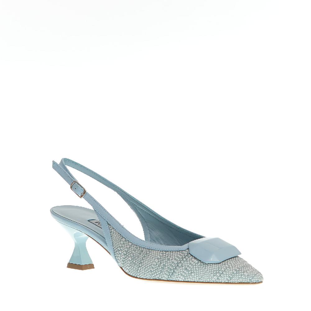 Sorelle Perego slingback tessuto azzurro tacco 55 mm Sconto di tempo limitato
