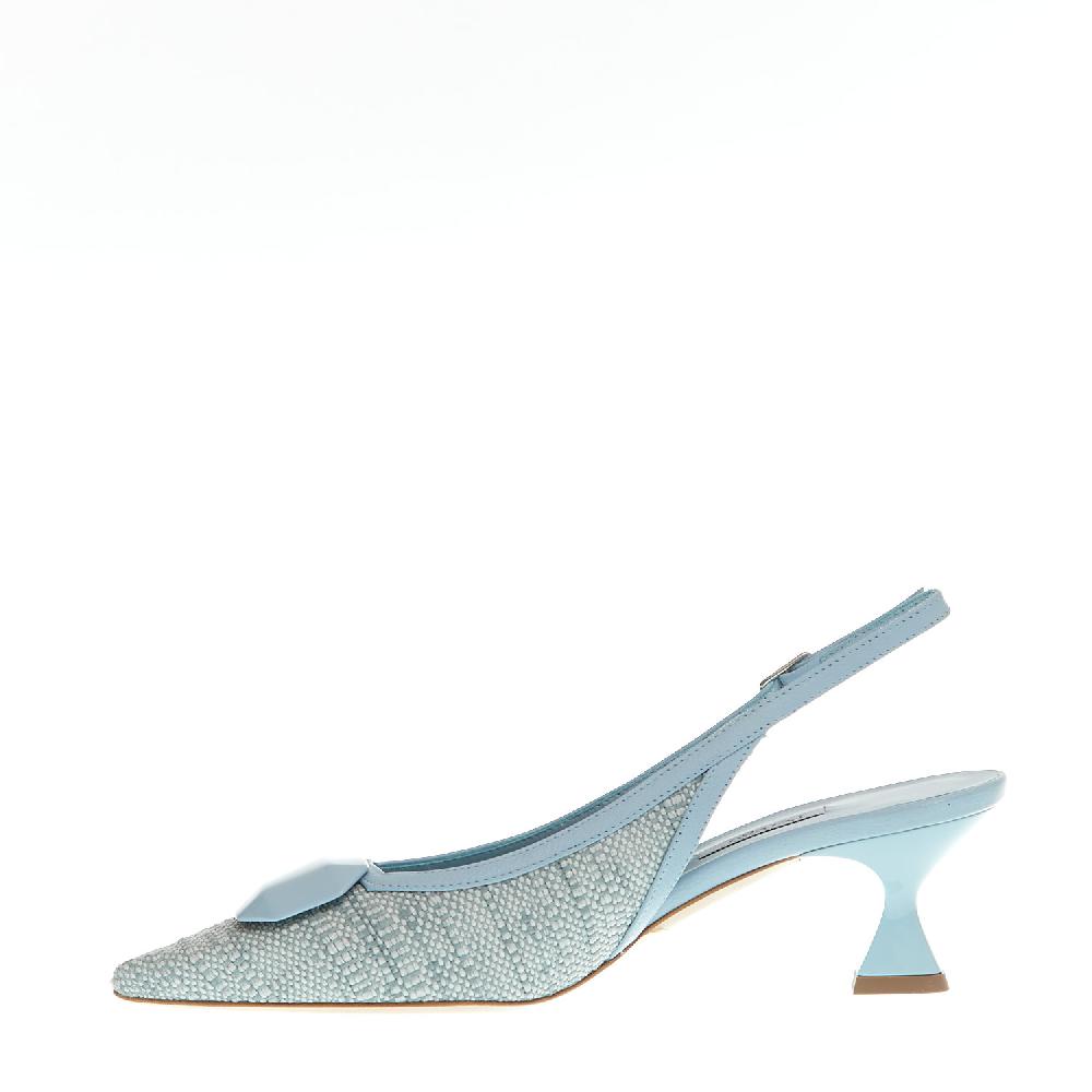 Sorelle Perego slingback tessuto azzurro tacco 55 mm Sconto di tempo limitato