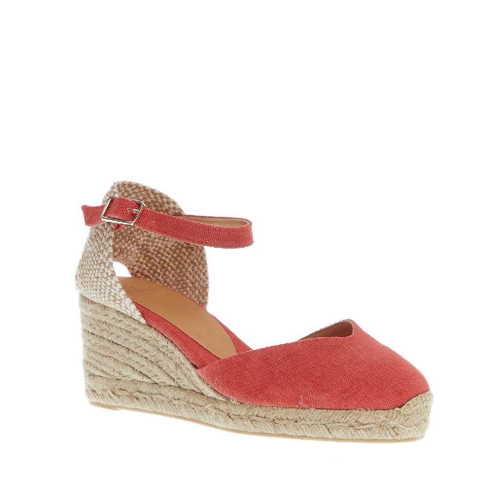 Sorelle Perego Espadrillas zeppa 70 mm tessuto fragola Vendita Economica