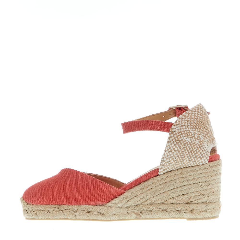 Sorelle Perego Espadrillas zeppa 70 mm tessuto fragola Vendita Economica