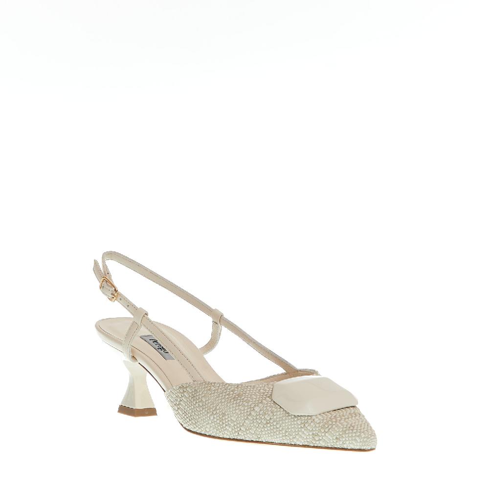 Sorelle Perego slingback tessuto beige tacco 55 mm In Saldo