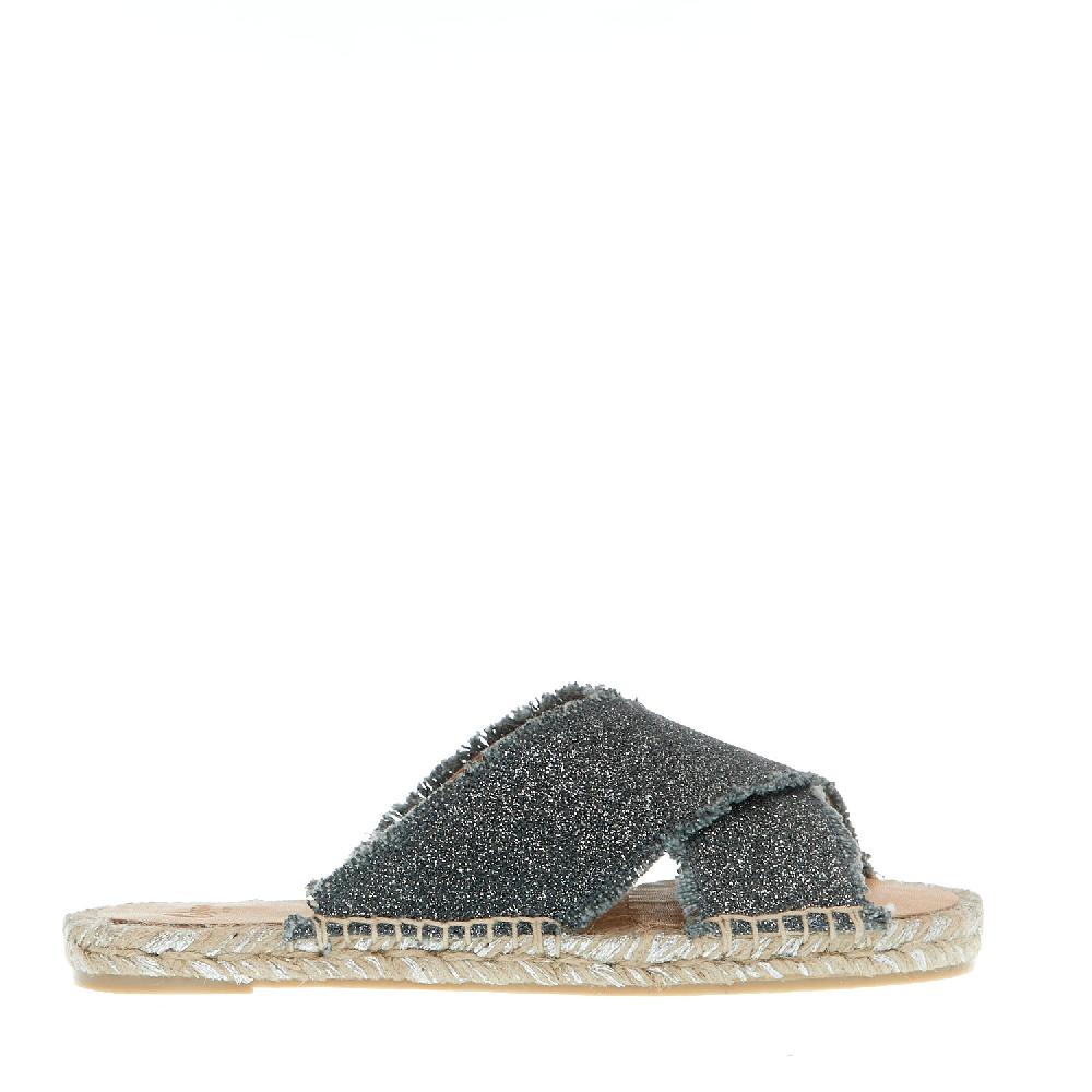 Sorelle Perego ciabatta incrocio tessuto grigio