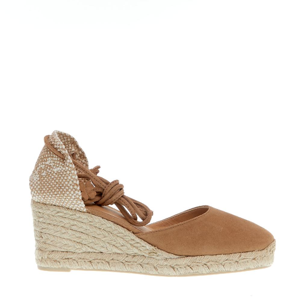 Sorelle Perego Espadrillas zeppa 70 mm camoscio beige Offerta temporanea