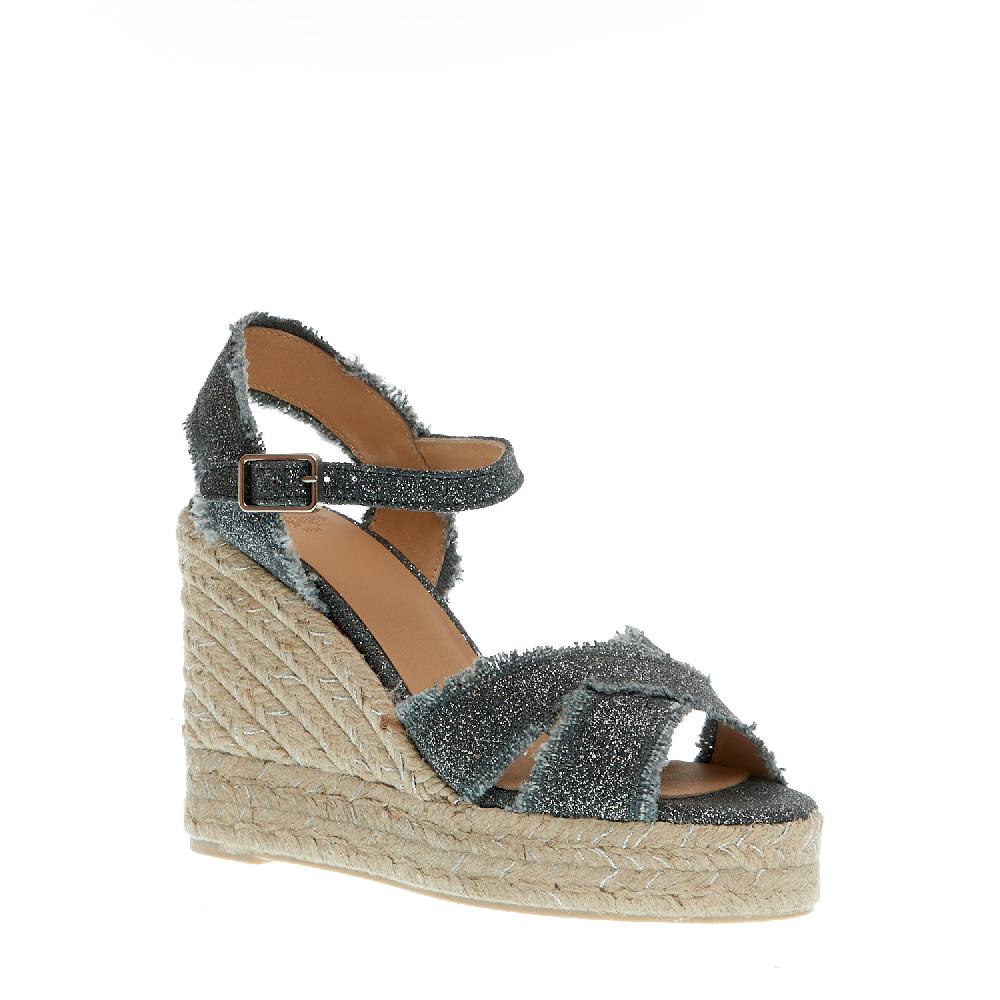 Sorelle Perego Espadrillas zeppa 110 mm incrocio tessuto grigio Liquidazione