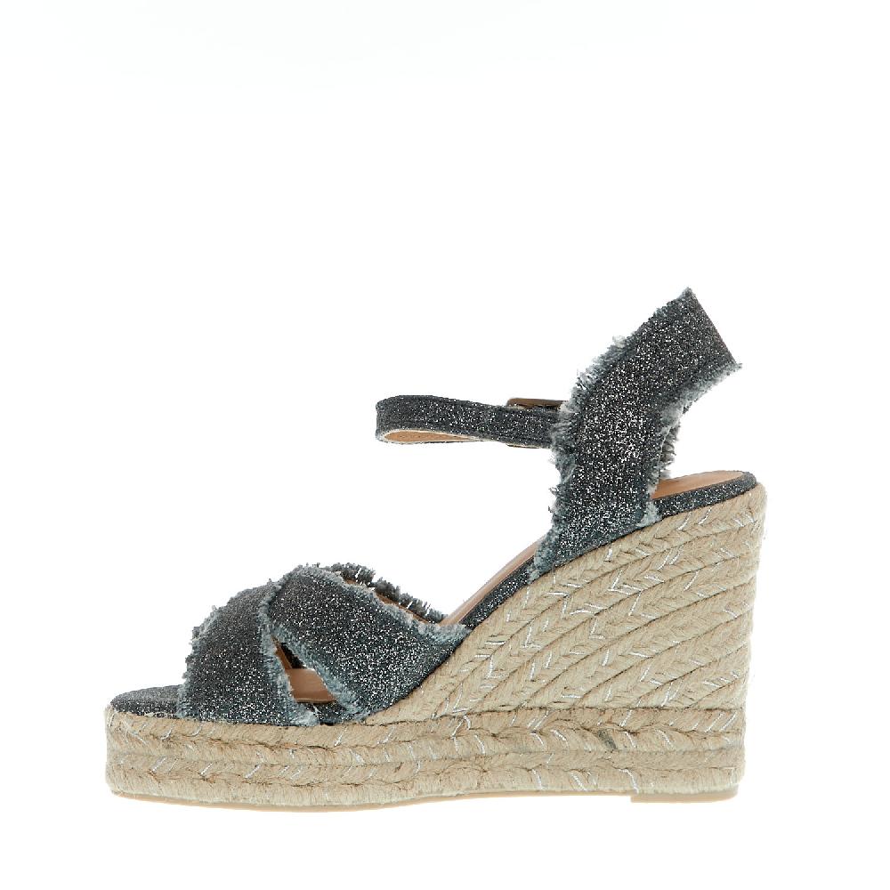 Sorelle Perego Espadrillas zeppa 110 mm incrocio tessuto grigio Liquidazione