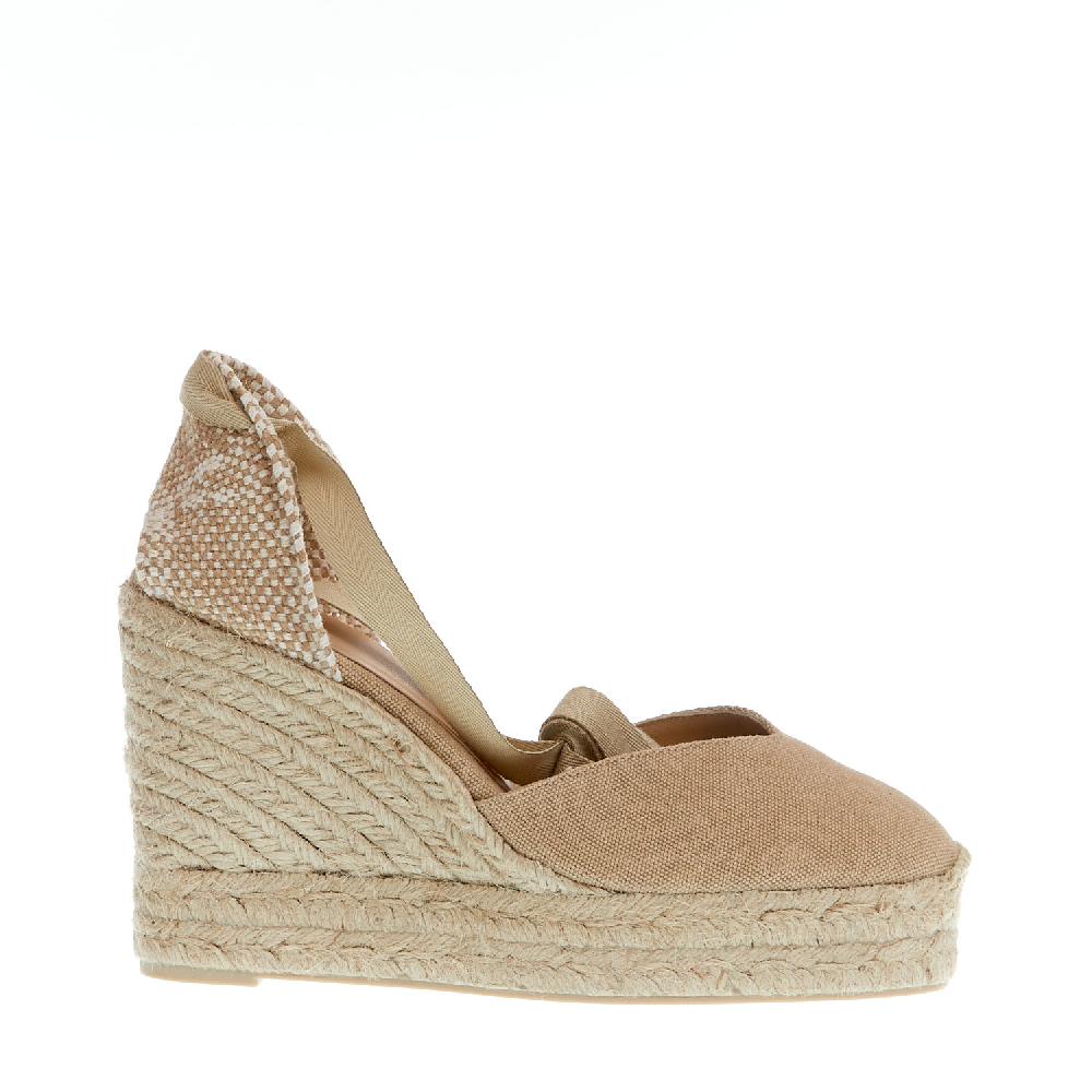 Sorelle Perego Espadrilla zeppa 110 mm tessuto beige Comprane uno, ottenene uno gratis