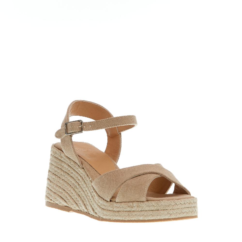 Sorelle Perego Espadrilla zeppa 80 mm incrocio tessuto beige Enormi risparmi
