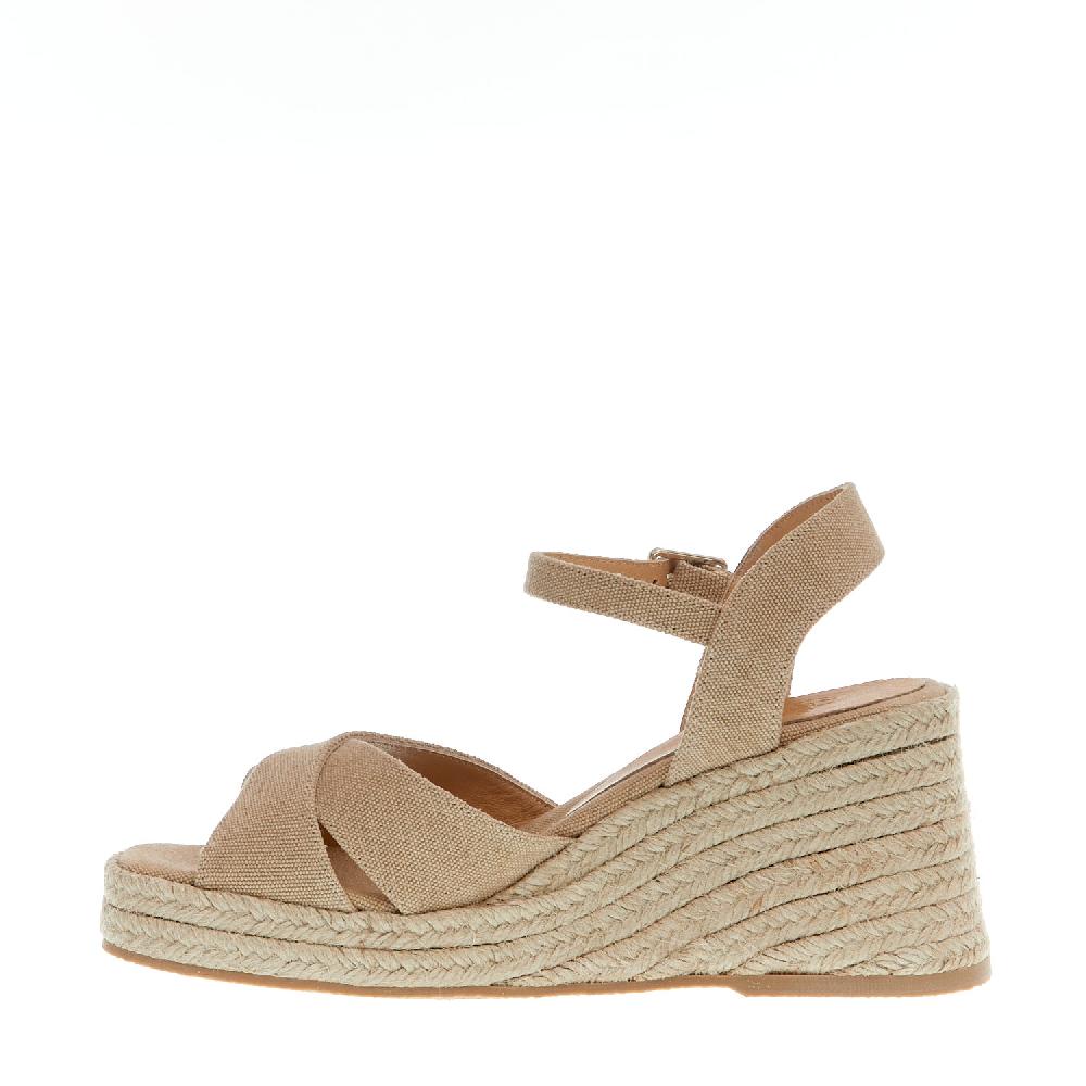 Sorelle Perego Espadrilla zeppa 80 mm incrocio tessuto beige Enormi risparmi