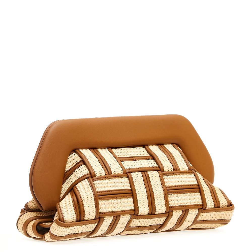 Sorelle Perego Clutch grande rafia cuoio e caramello Ultimo giorno