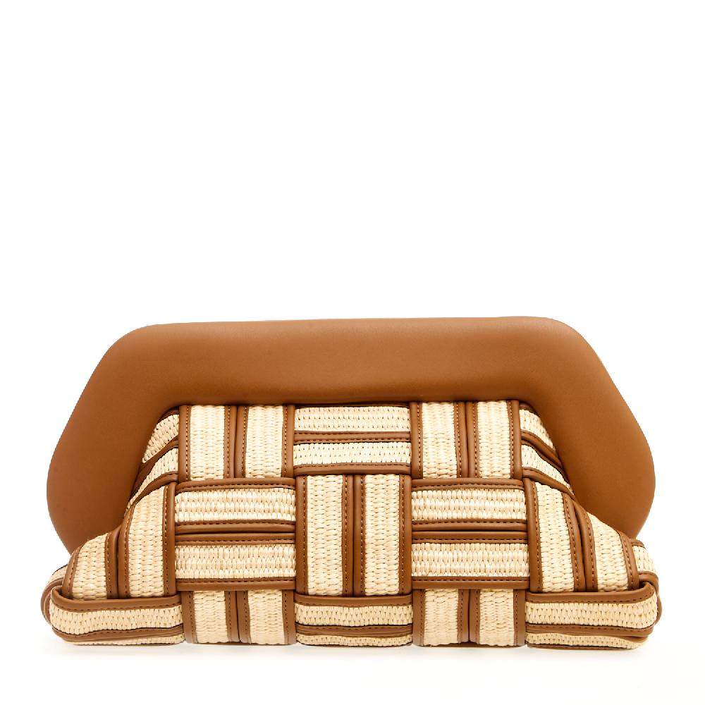 Sorelle Perego Clutch grande rafia cuoio e caramello Ultimo giorno