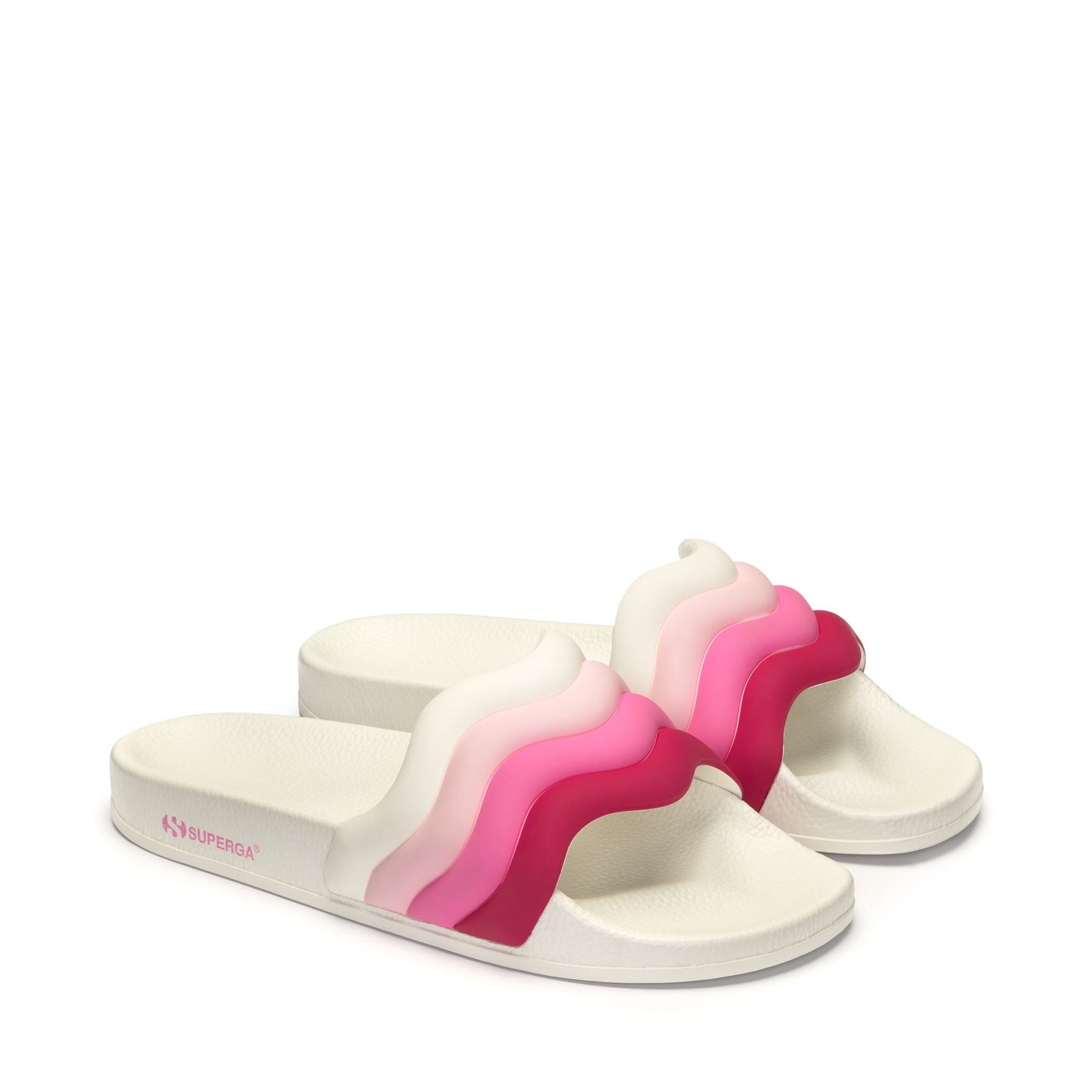 Superga 1908 SLIDES CURLY PADDED STRIPESWHITE-SHADED PINK Consegna Veloce