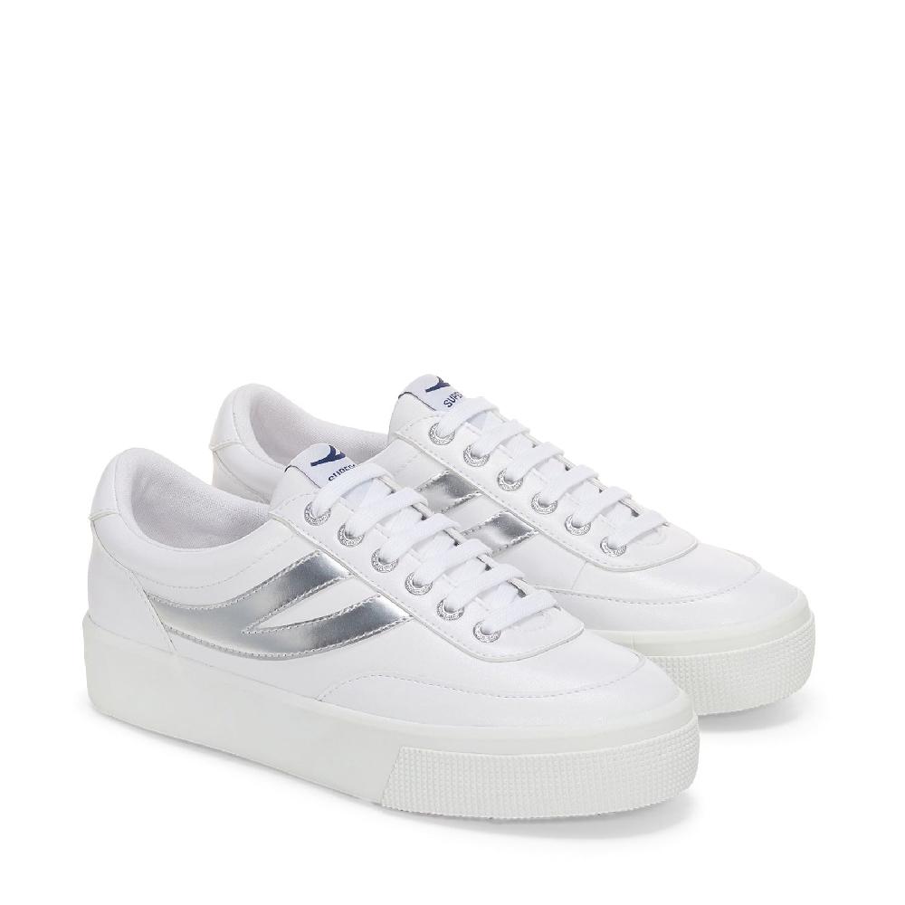 Superga 2740 PLATFORM BLOCKS MIRROR SYNTHETIC MATERIALWHITE-SILVER Vendita Economica