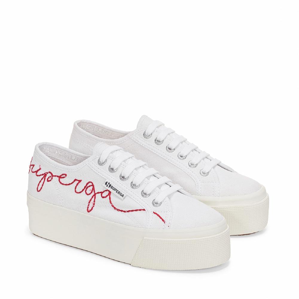 Superga 2790 RED EMBROIDERYWHITE-RED FLAME FAVORIO Qualità