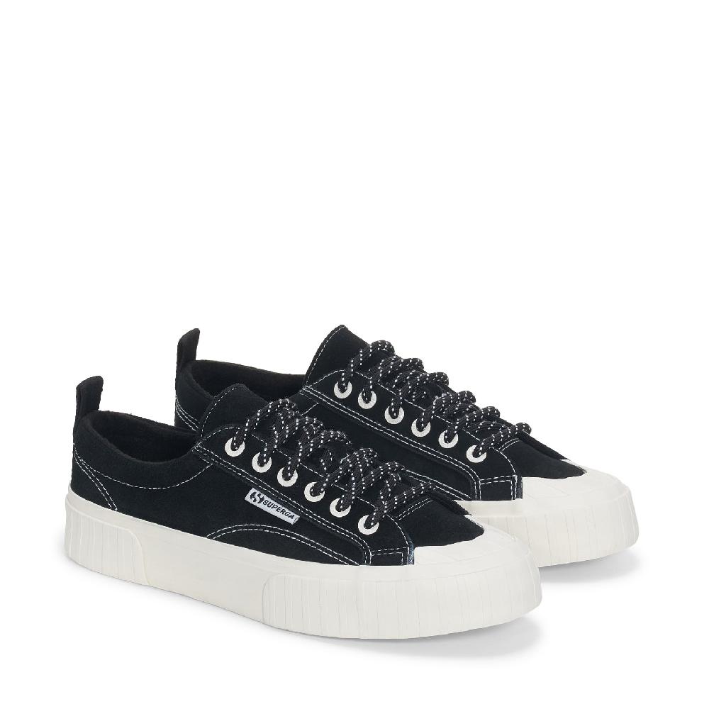 Superga 2630 STRIPE SUEDE CONTRAST STITCHINGBLACK-WHITE AVORIO-FAVORIO Saldi
