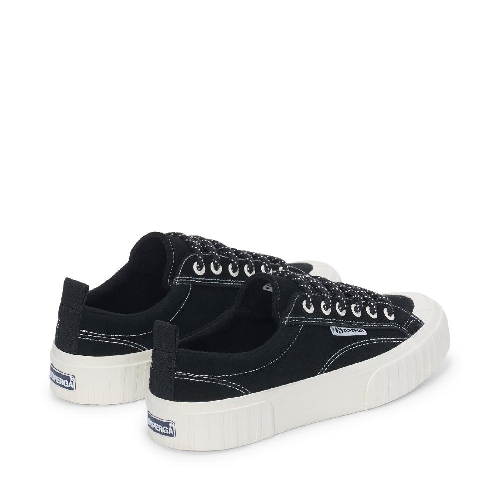 Superga 2630 STRIPE SUEDE CONTRAST STITCHINGBLACK-WHITE AVORIO-FAVORIO Saldi