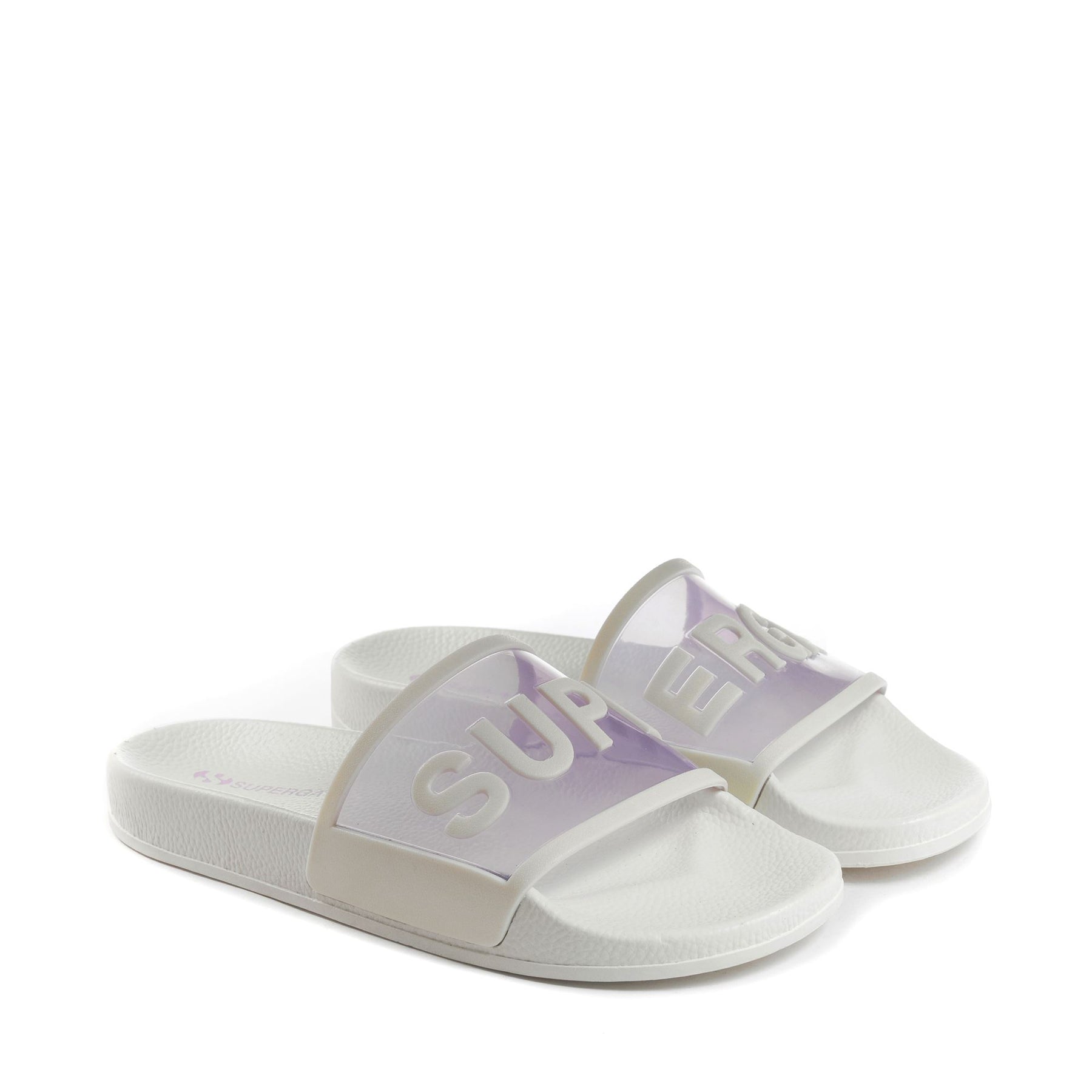 Superga 1908 SLIDES CLEAR IDENTITYWHITE AVORIO-VIOLET LILLA Nuovo