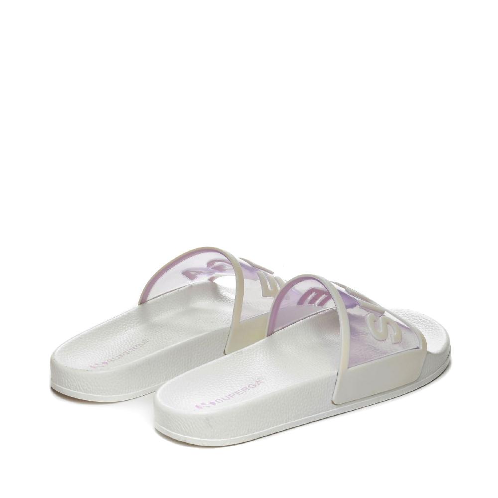 Superga 1908 SLIDES CLEAR IDENTITYWHITE AVORIO-VIOLET LILLA Nuovo