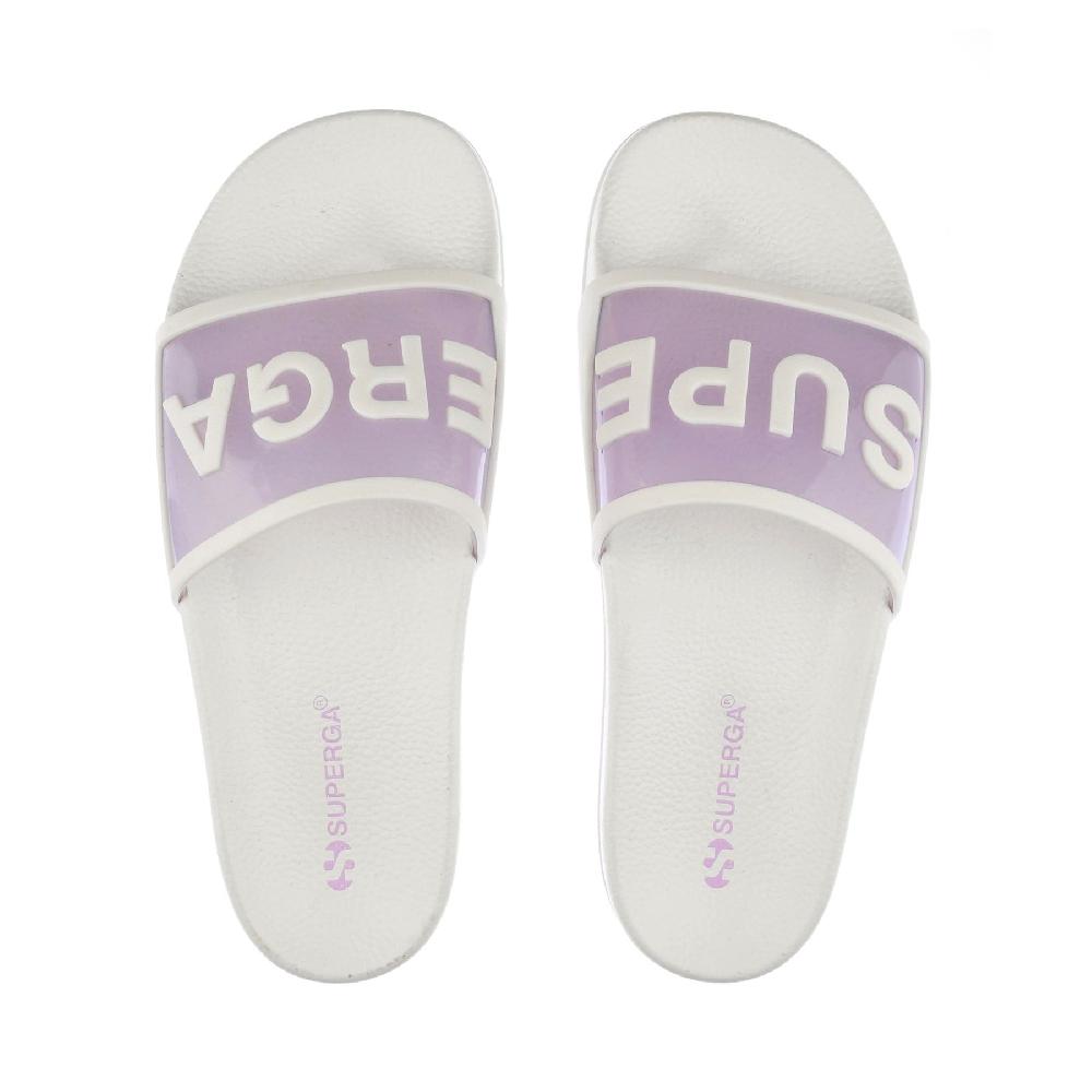 Superga 1908 SLIDES CLEAR IDENTITYWHITE AVORIO-VIOLET LILLA Nuovo
