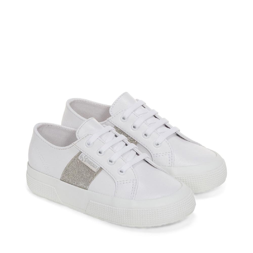 Superga 2750 KIDS SYNTHETIC MATERIAL GLITTERWHITE-SILVER Prezzo Ridotto