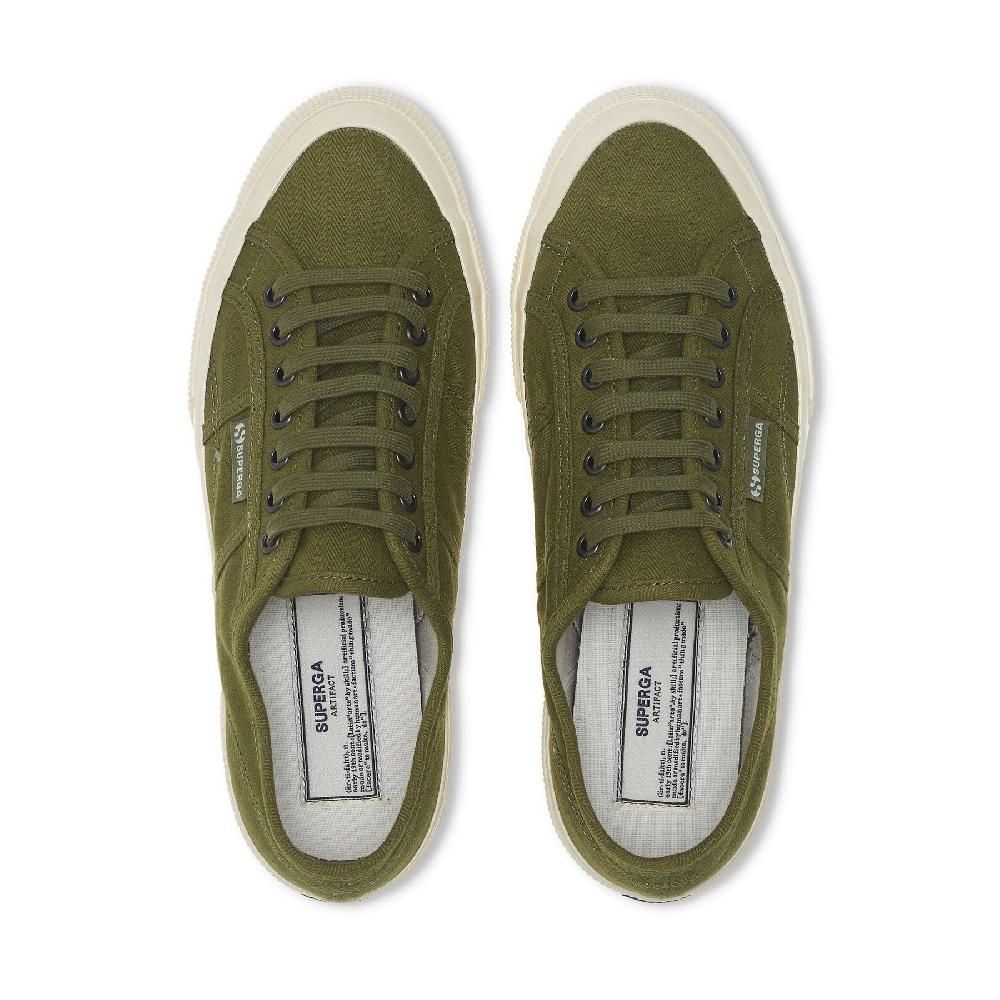 Superga 2750 OG HERRINGBONEGREEN-OFF WHITE Spedizione Gratuita