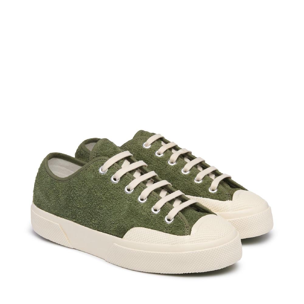 Superga 2432 WORKS HAIRY SUEDEMILITARY GREEN-OFF WHITE Ultimi tre giorni