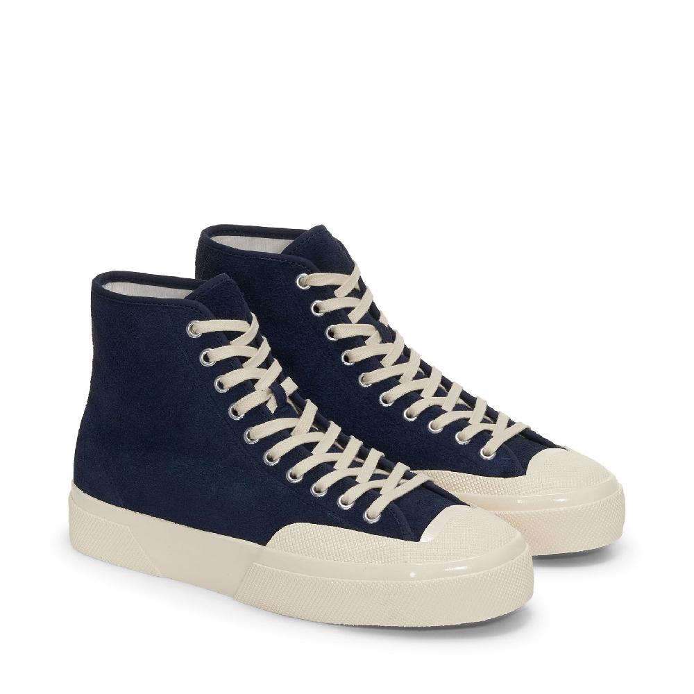 Superga 2433 WORKS HAIRY SUEDENAVY-OFF WHITE ACQUISTA ORA