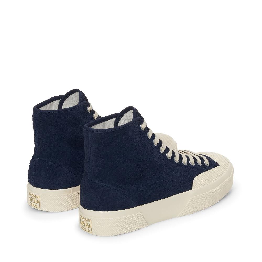 Superga 2433 WORKS HAIRY SUEDENAVY-OFF WHITE ACQUISTA ORA