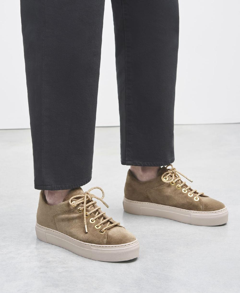 Agl Sneaker in velour Tortora Crystal 2025