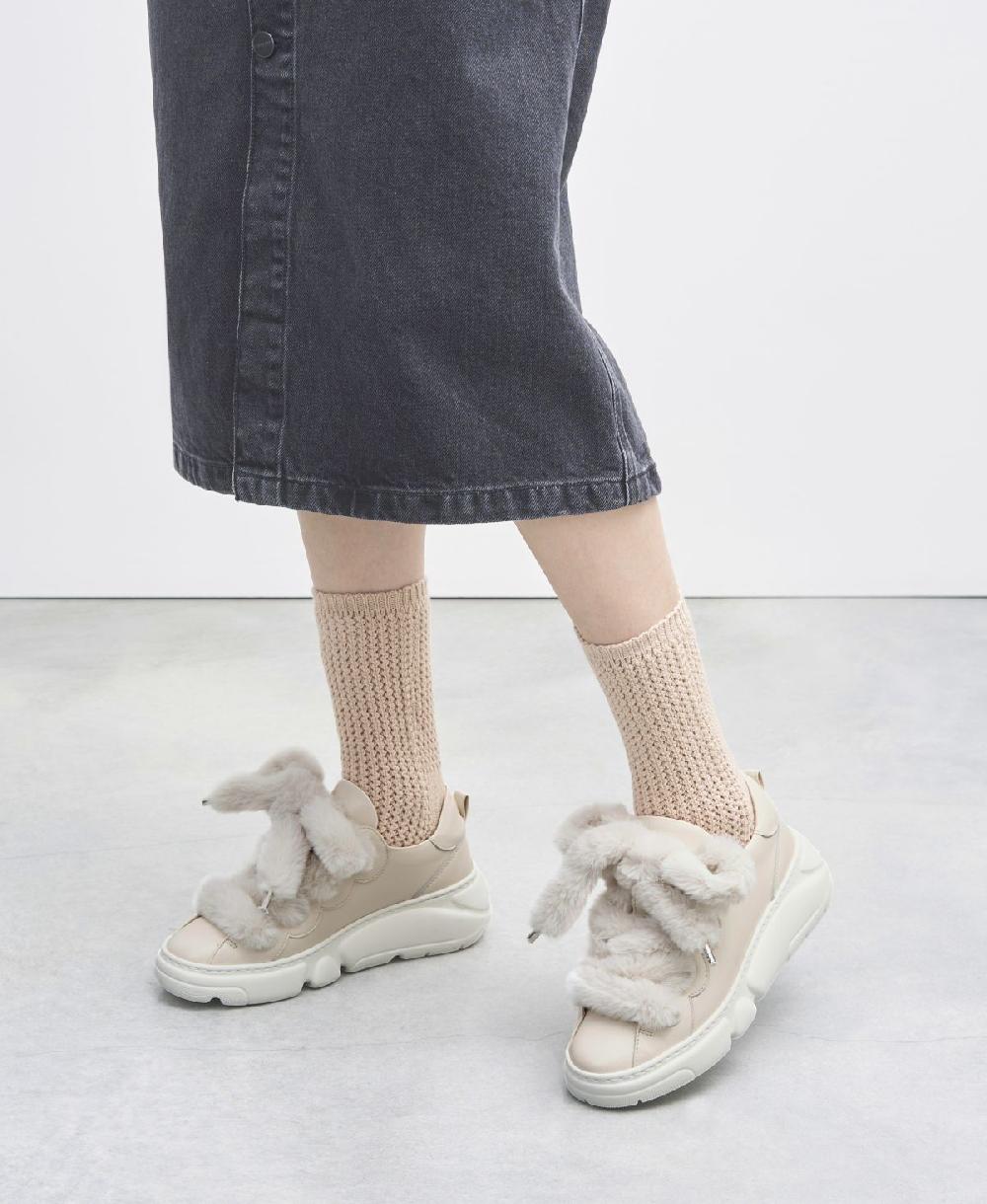 Agl Sneaker con lacci in pelliccia Avorio Fur Bubble ACQUISTA ORA