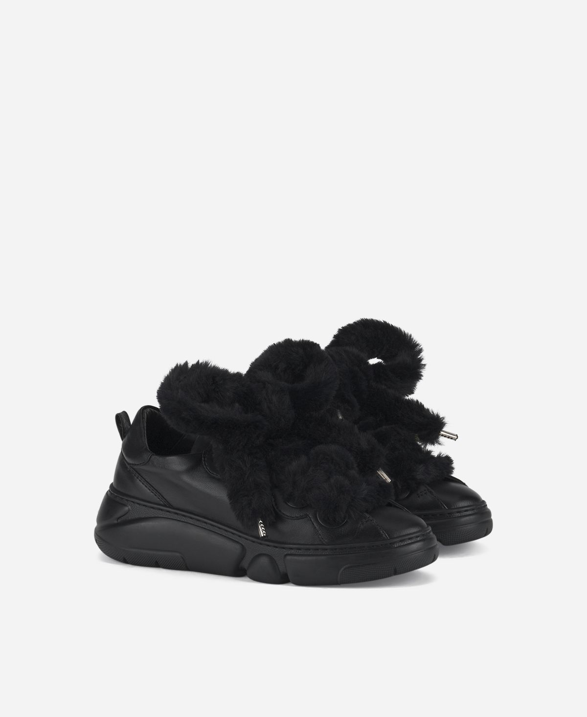 Agl Sneaker con lacci in pelliccia Nero Fur Bubble Acquista Ora