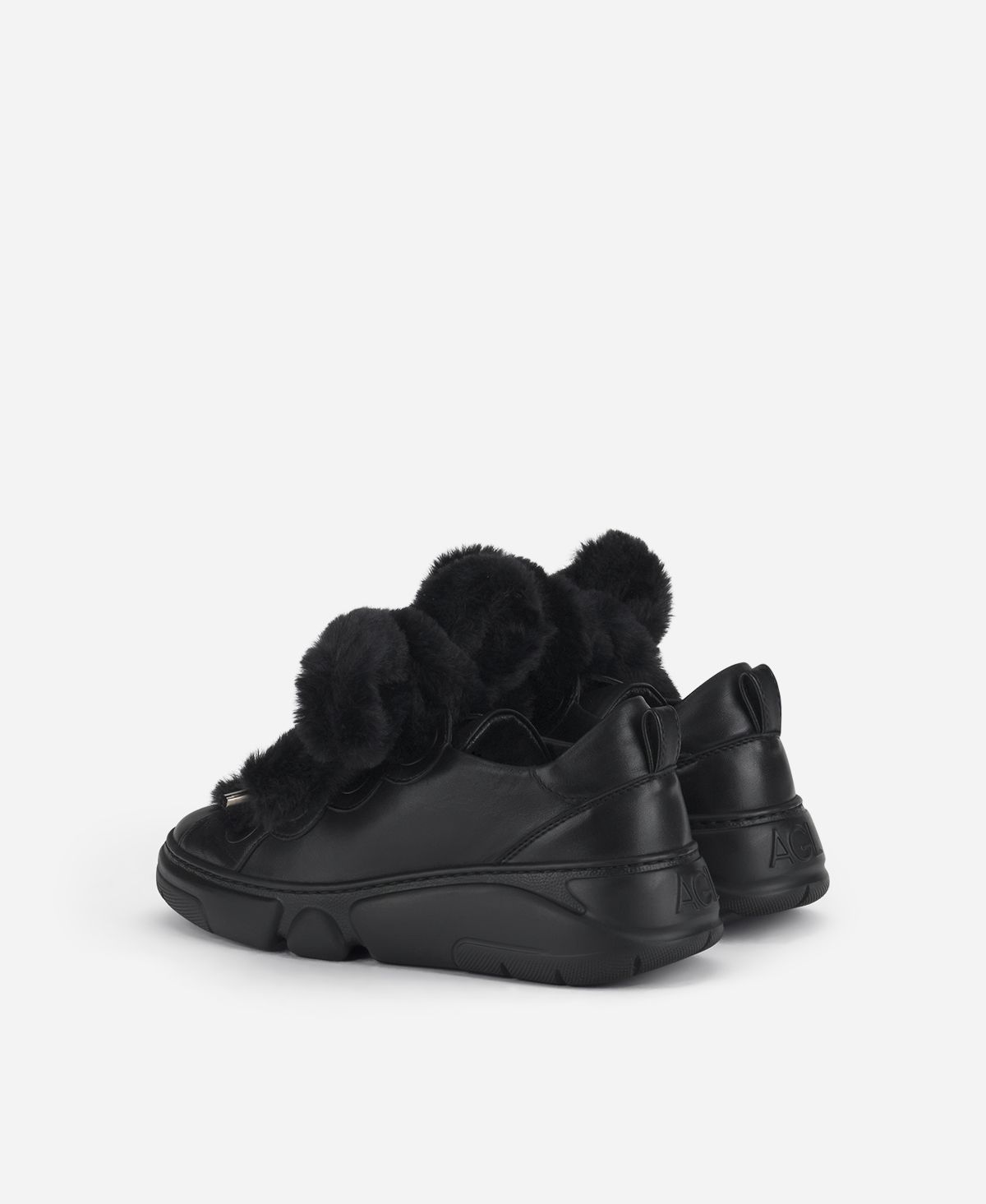Agl Sneaker con lacci in pelliccia Nero Fur Bubble Acquista Ora