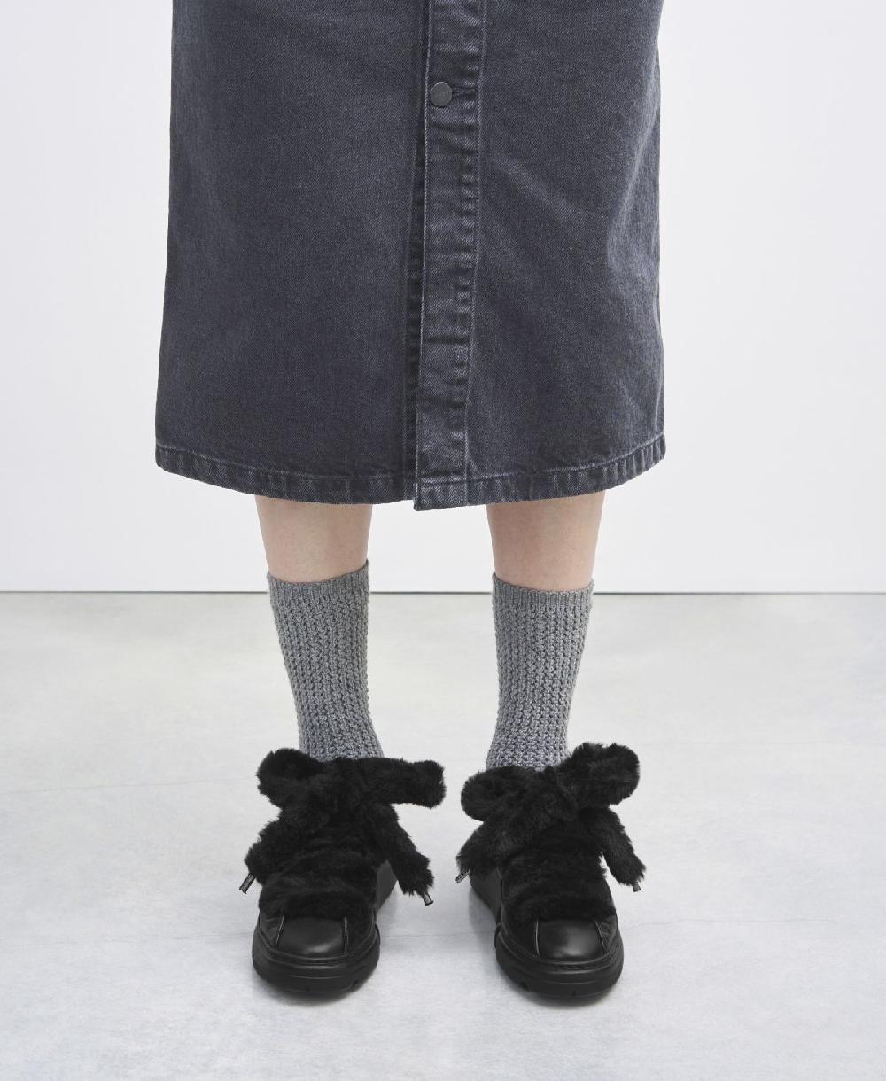 Agl Sneaker con lacci in pelliccia Nero Fur Bubble Acquista Ora