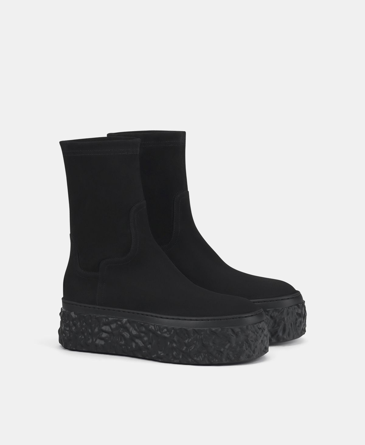Agl Stivaletto in velour con platform Nero Magma Stretch Saldi