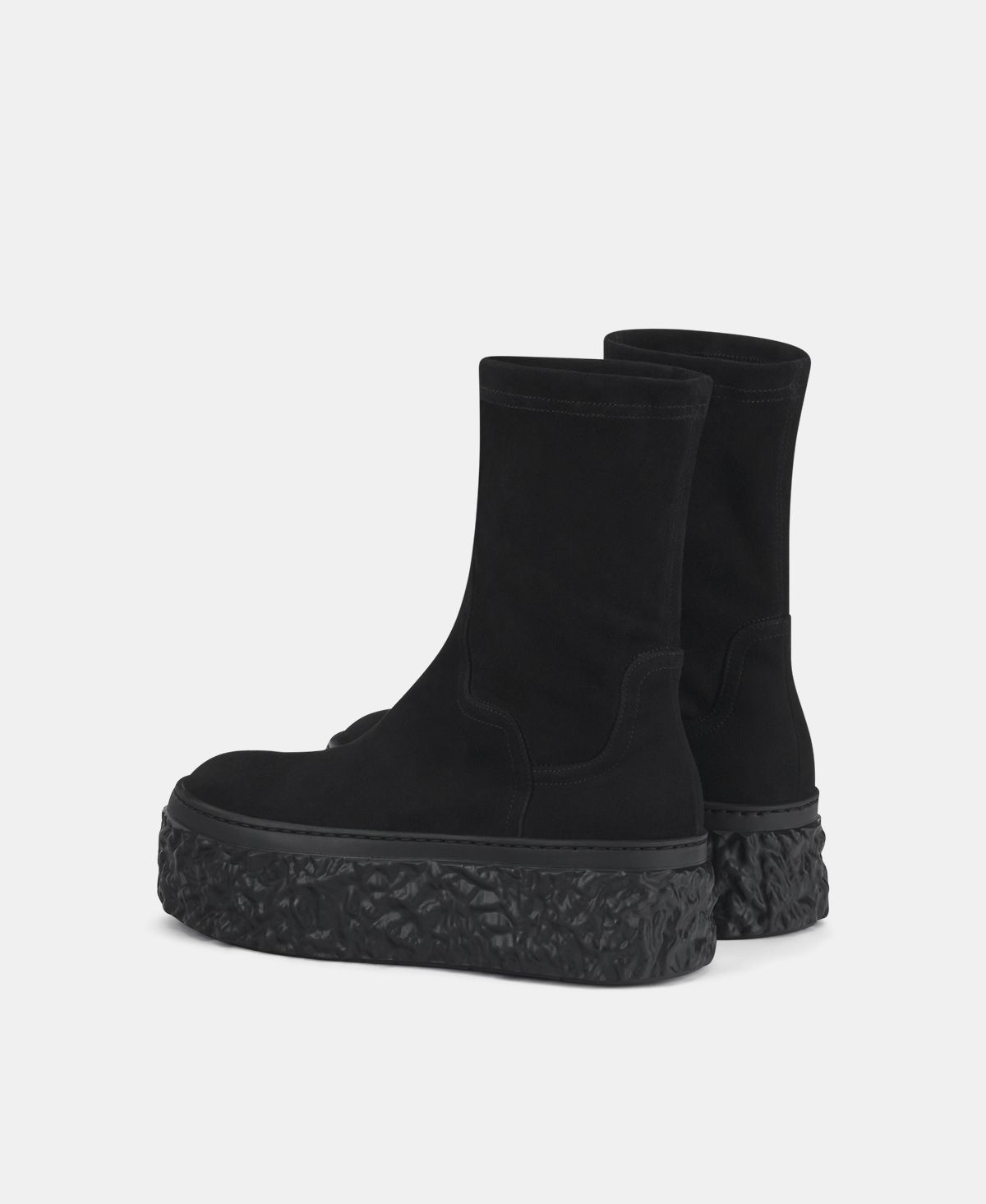 Agl Stivaletto in velour con platform Nero Magma Stretch Saldi