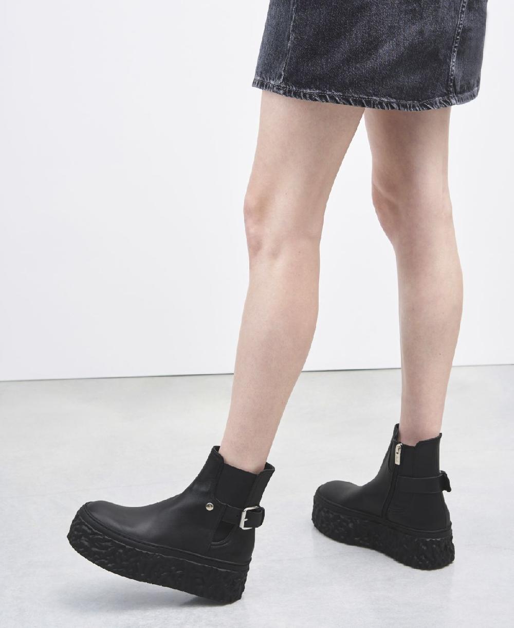 Agl Stivaletto in pelle con platform Nero Magma Biker Vendita Economica