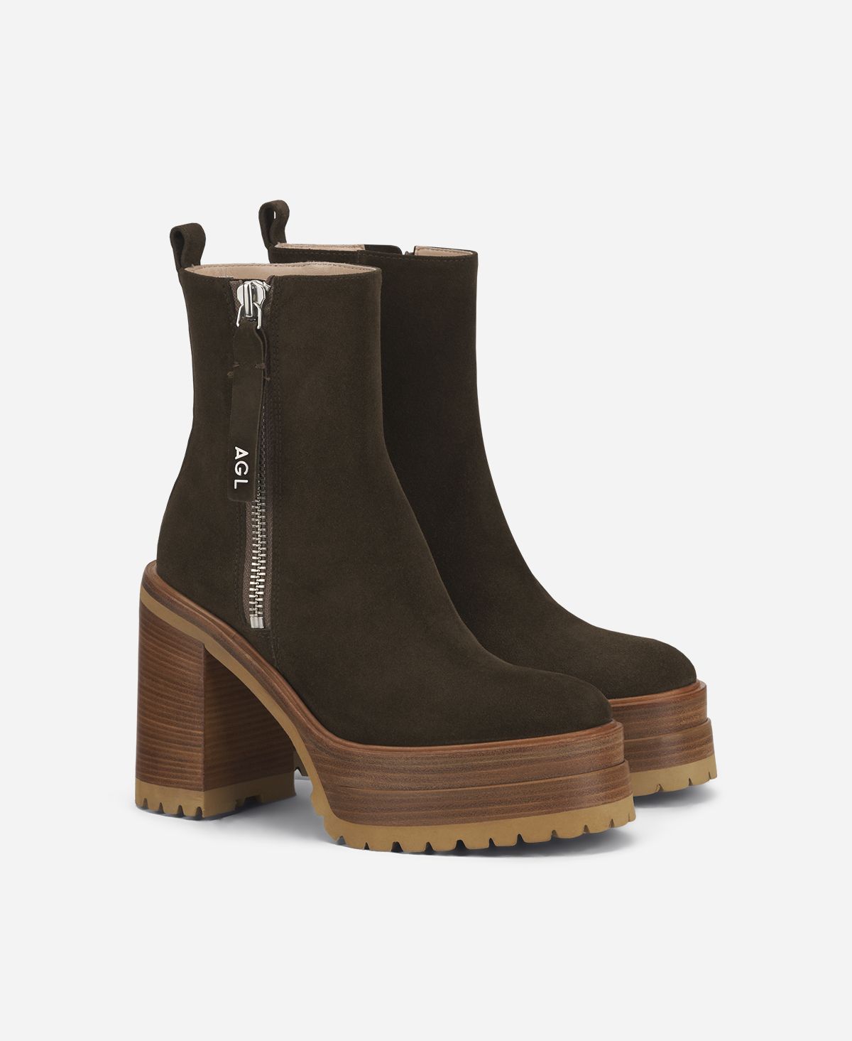 Agl Stivaletto con zip e plateau Brown Tora Consegna Veloce