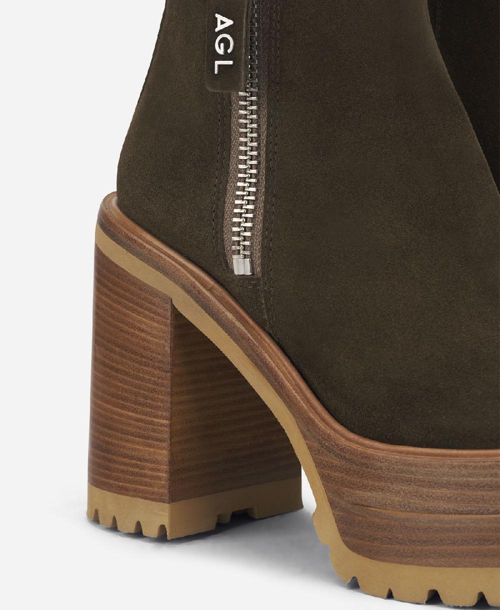 Agl Stivaletto con zip e plateau Brown Tora Consegna Veloce