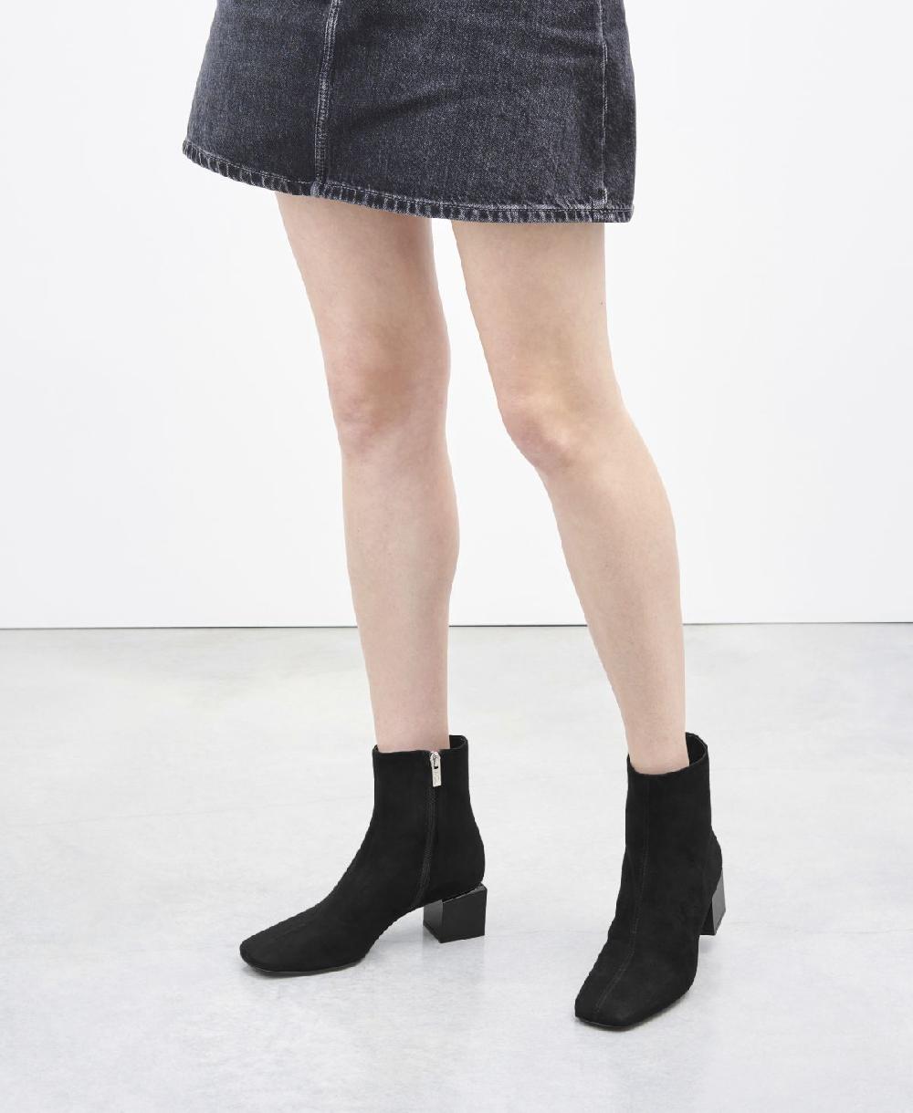 Agl Stivaletto in velour con tacco cubico Nero Angie Pure In Saldo