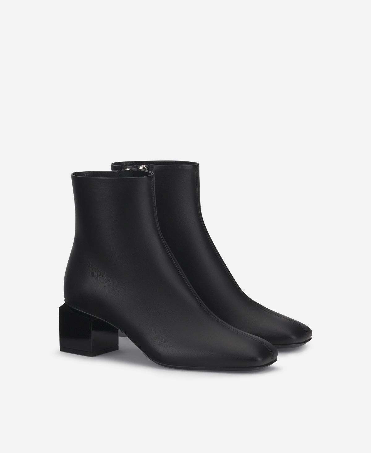 Agl Stivaletto in pelle con tacco cubico Nero Angie Pure Moda