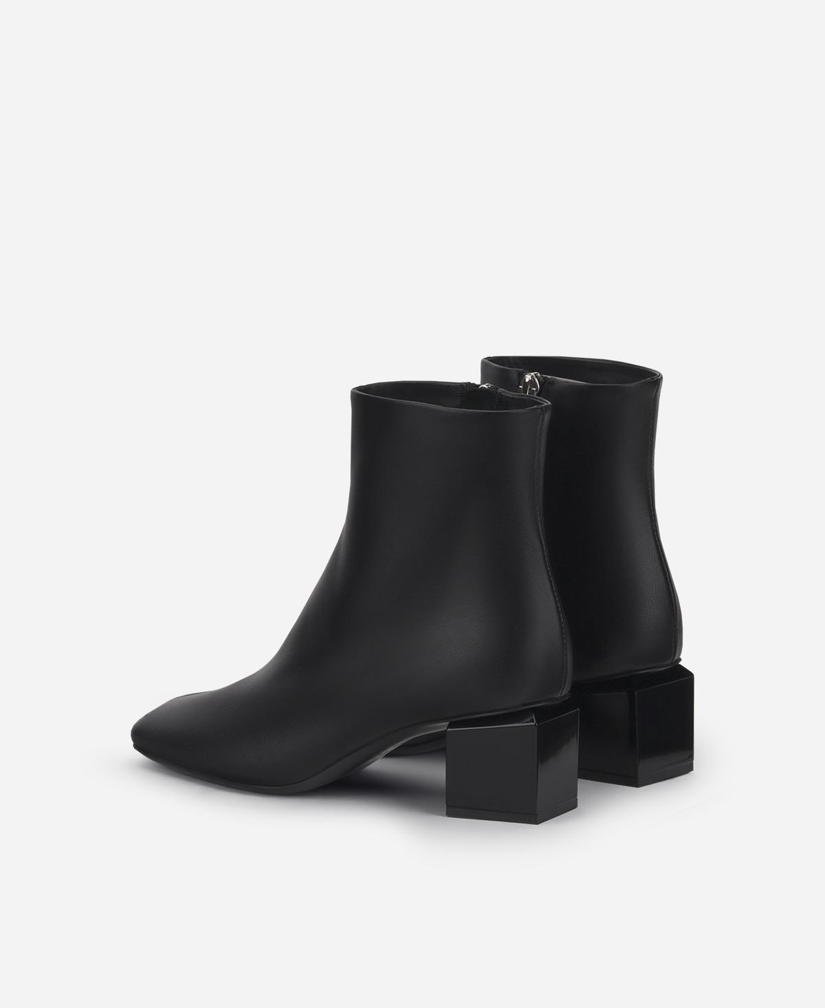 Agl Stivaletto in pelle con tacco cubico Nero Angie Pure Moda